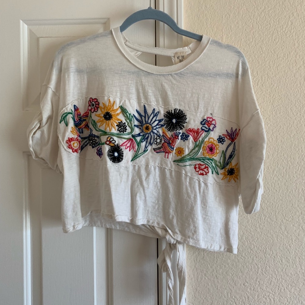 Free people floral top with open back